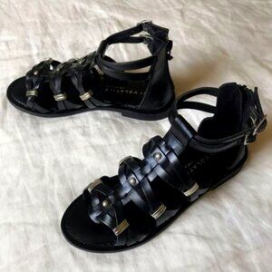Very Volatile Los Angeles Gladiator Black Leather Sandals Size 8 Women's